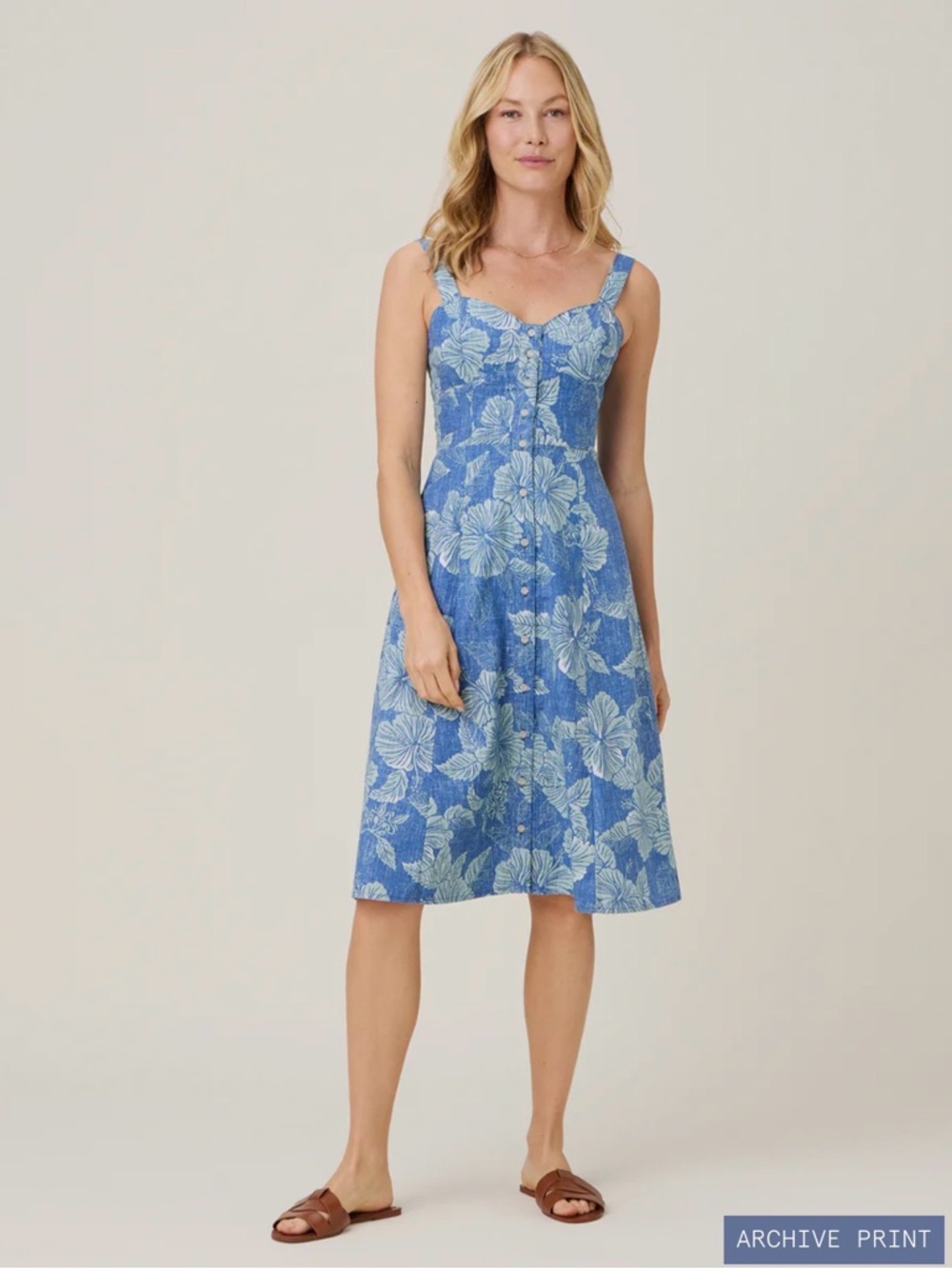 ALOHA BISCUS EMELINE DRESS - Blue Midi Reyn Spooner Dress - Picture 2 of 9
